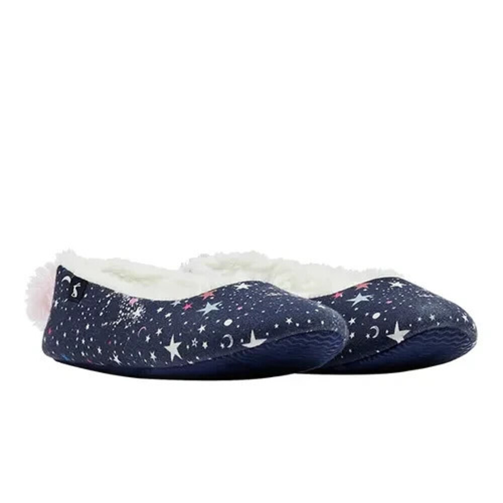 Joules Dreama Kids US 13 Blue Star Horse Faux Fur Cozy Slip-On Slippers JOBB2076
